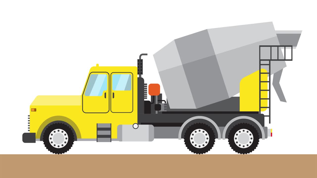 Yellow truck concrete mixer. Isolated on a white background