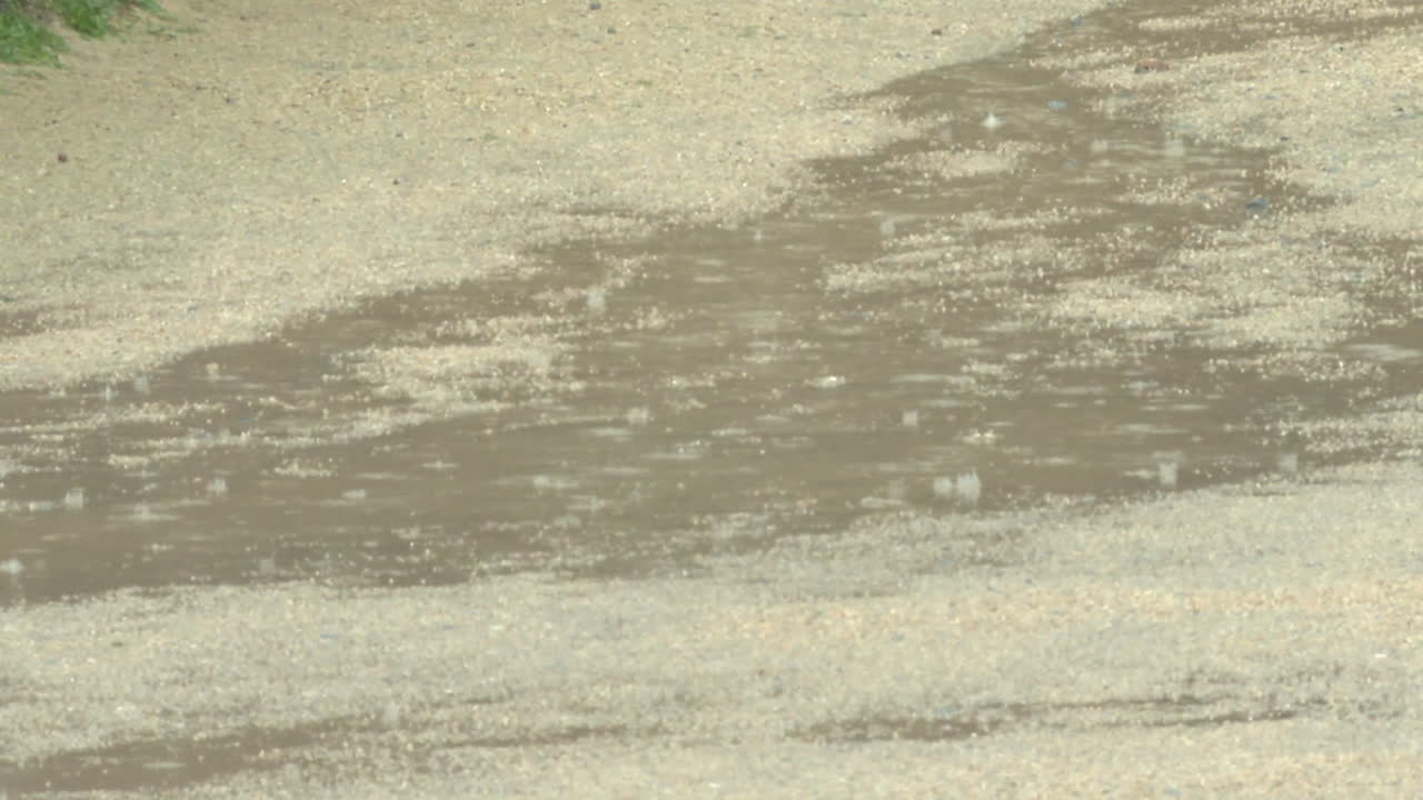 Puddle on a Gravel Road during Rain