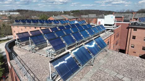 solar panels with bright sunlight shining