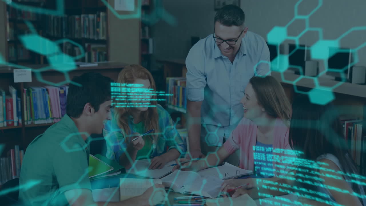animación de fórmulas químicas y procesamiento de datos en diversos estudiantes que aprenden en la biblioteca