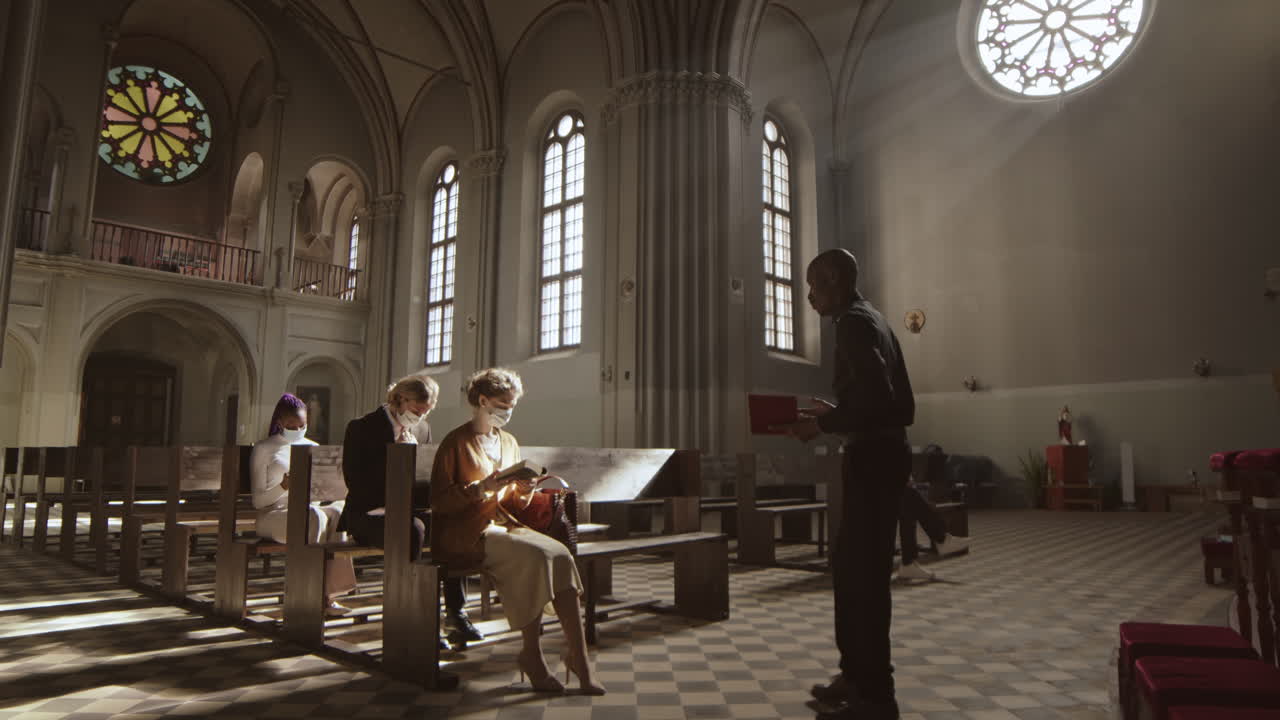 African Pastor Preaching Sermon in Evangelical Church