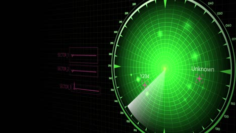 radar scanner search for enemy aircraft and ship. 3d view of radar scan over 4k resolution.