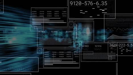 animación del procesamiento de datos sobre un fondo negro