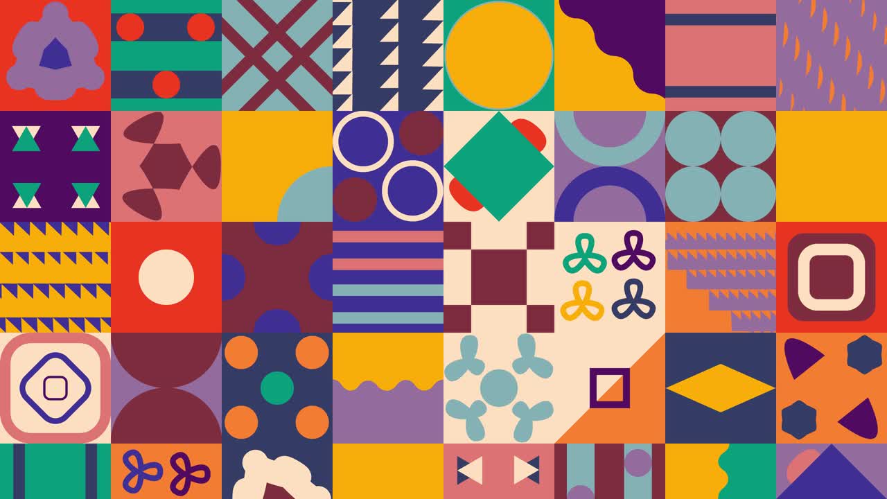 The background consists of a group of Animated shapes, After effect