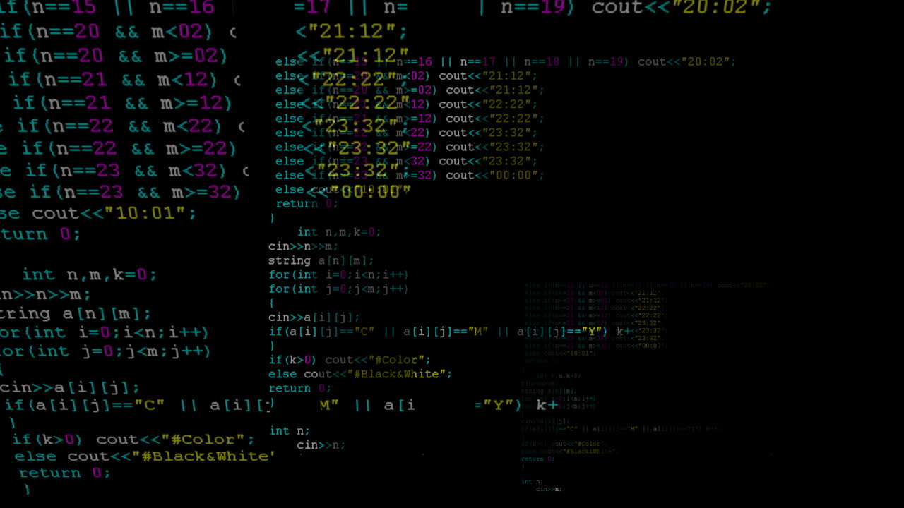 Source code on the monitor screen. Source code