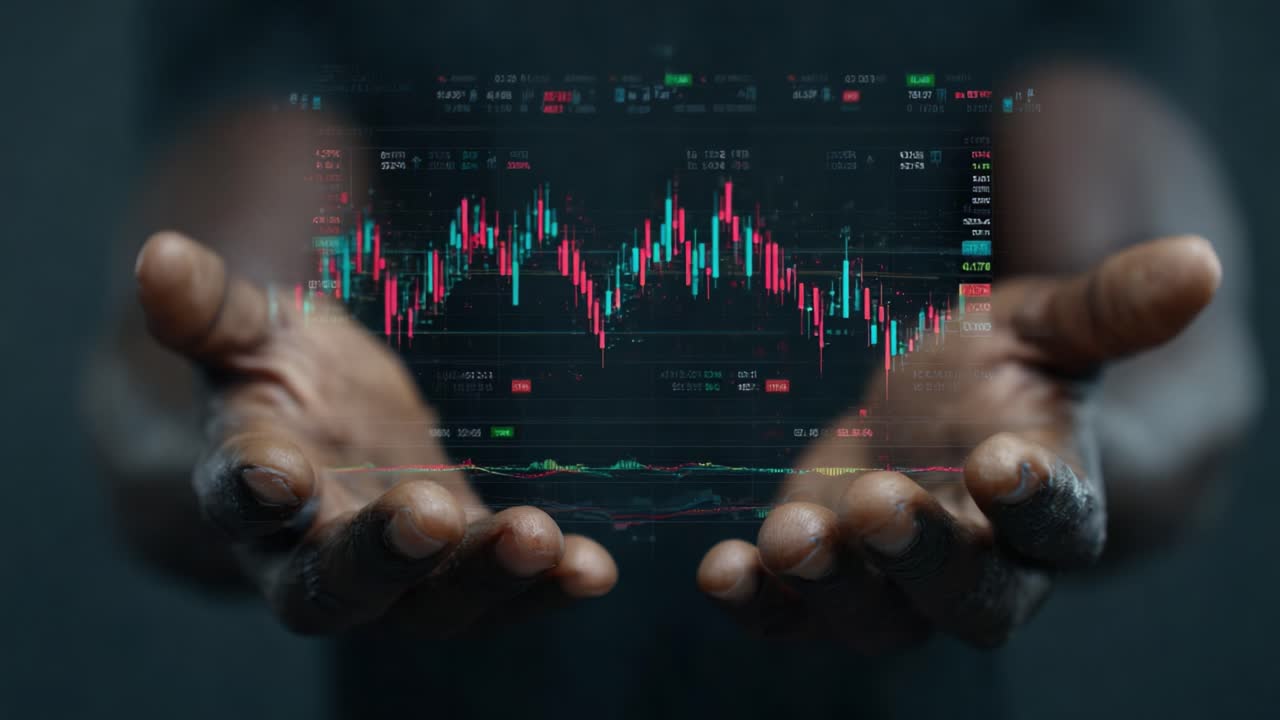 A Close-Up View of Hands Holding a Dynamic Financial Trading Chart, Illustrating the Interaction Between Human Touch and Digital Market Analysis