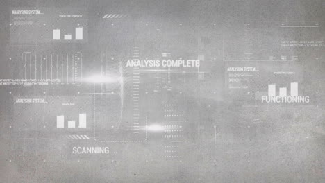 animation of financial data with graphs scanning, analysis on digital interface