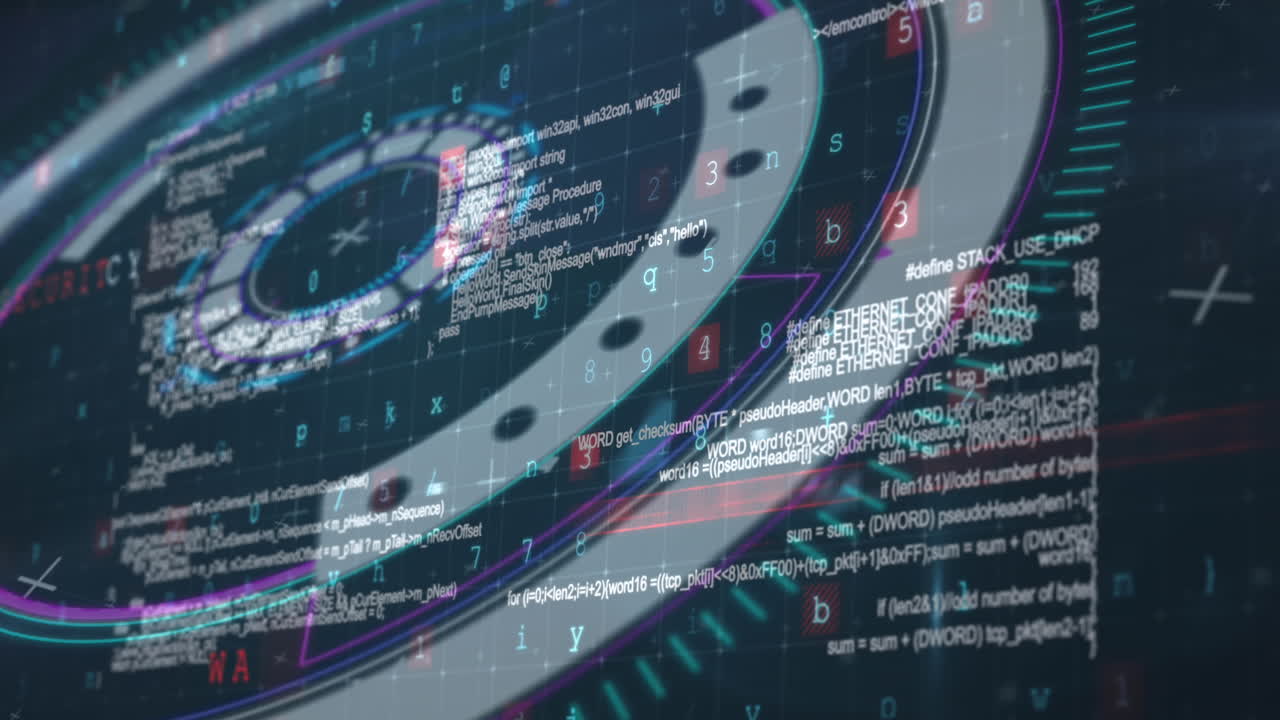 animación del escaneo del alcance y el procesamiento de datos con mensajes de advertencia de ataques cibernéticos