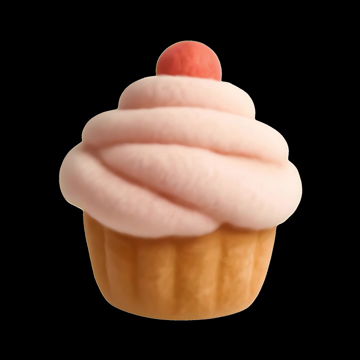 Un cupcake con glassa rosa e ciliegina