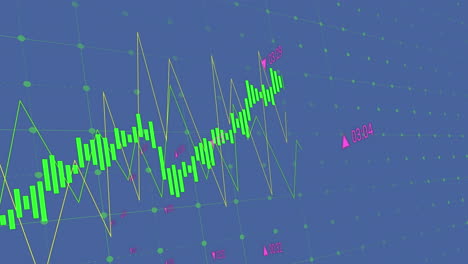 animación del procesamiento de datos financieros sobre un fondo azul