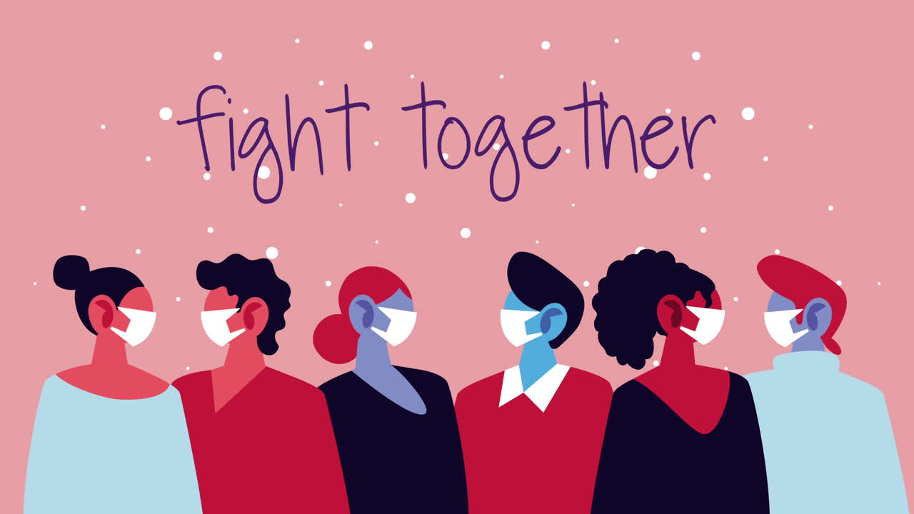 코로나19를 예방하기 위해 얼굴 마스크를 사용하는 사람들의 그룹