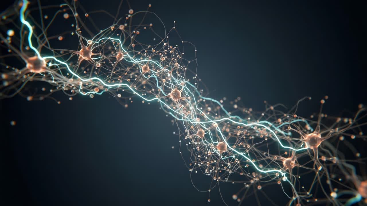 An Intricate View of Neural Connections: Exploring the Fluid Dynamics of Neurons and Synapses in a Stunning Visual Representation of the Nervous System's Complexity