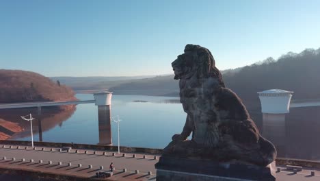 drone shot lac de la gileppe, belgian ardennes