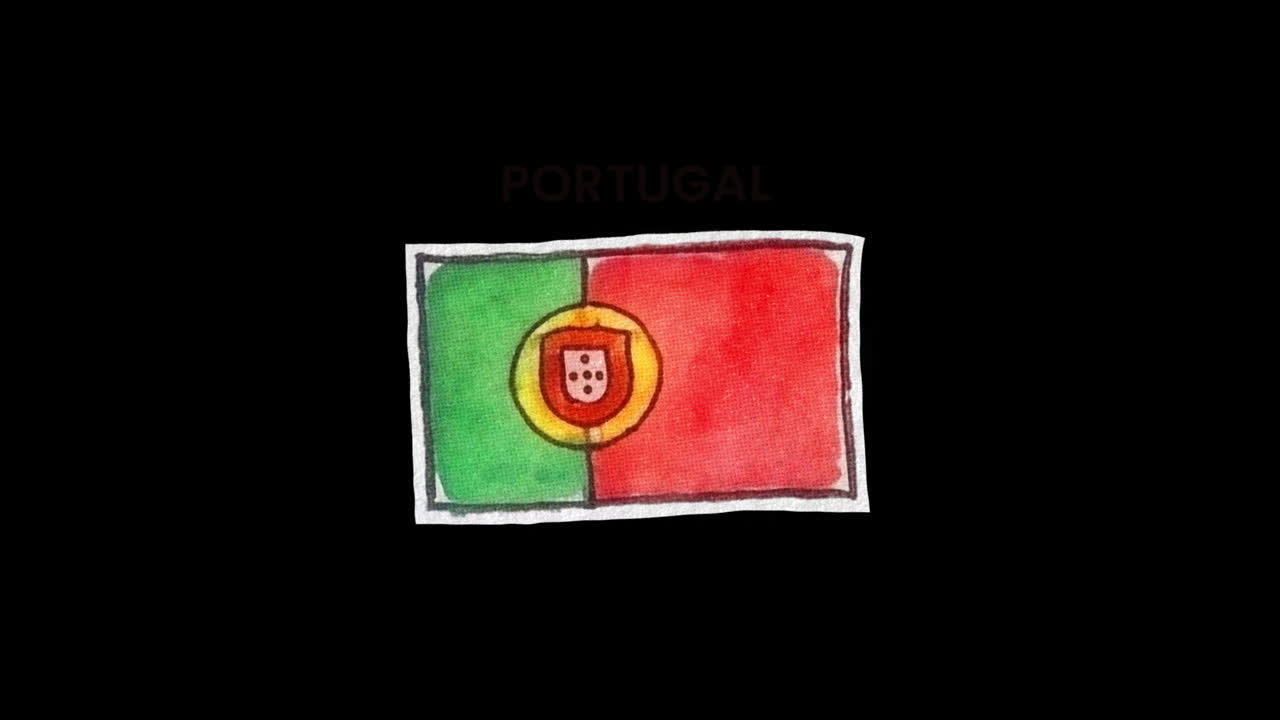 Hand-Drawn Flag of Portugal on Black Background