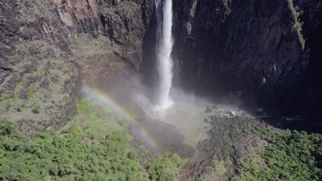 water drops on pool from wallaman falls on a sunny day - girringun national park in queensland, australia