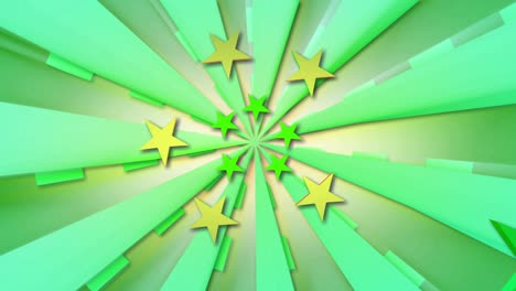 Abstract Green and Yellow Radial Pattern with Stars
