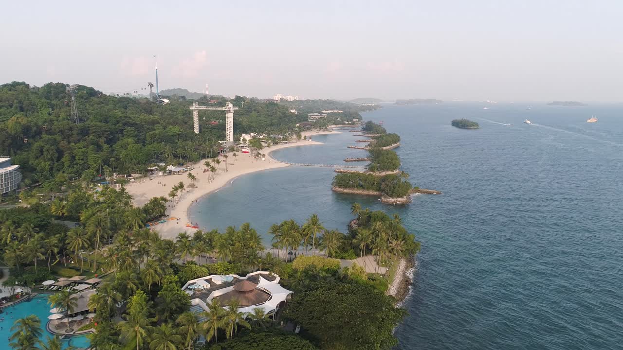 Sentosa Island Beach in Singapore | Premium Stock Video Footage