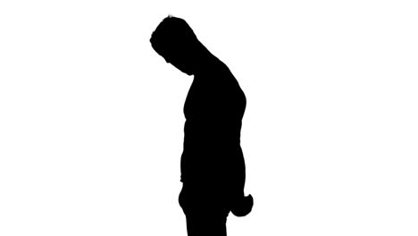 muscular silhouette of man flexing muscles