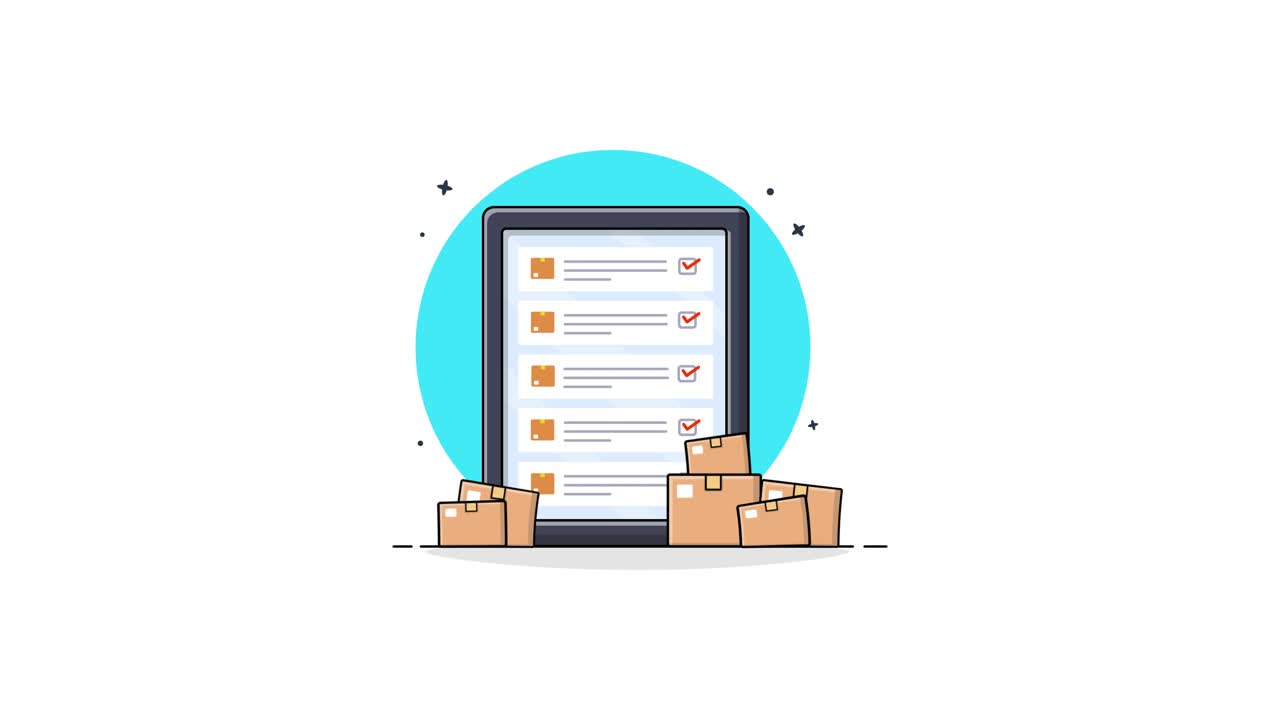 Digital Tablet Showing Package Delivery Checklist Animation