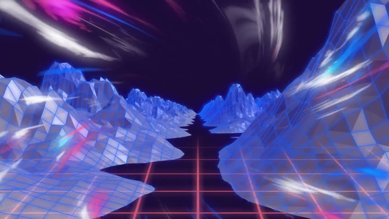 산 위 에 회전 하는 다채로운 불빛 의 애니메이션