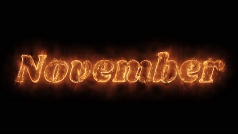 november word hot animated burning realistic fire flame and smoke seamlessly loop animation on