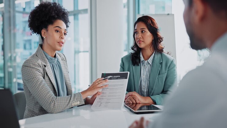 Business meeting with diverse team in modern office