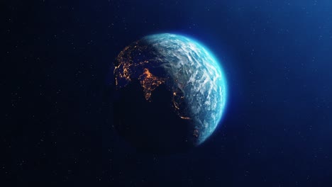 Looping planet earth rotation planet earth with atmosphere and stars twinkle stars planet earth