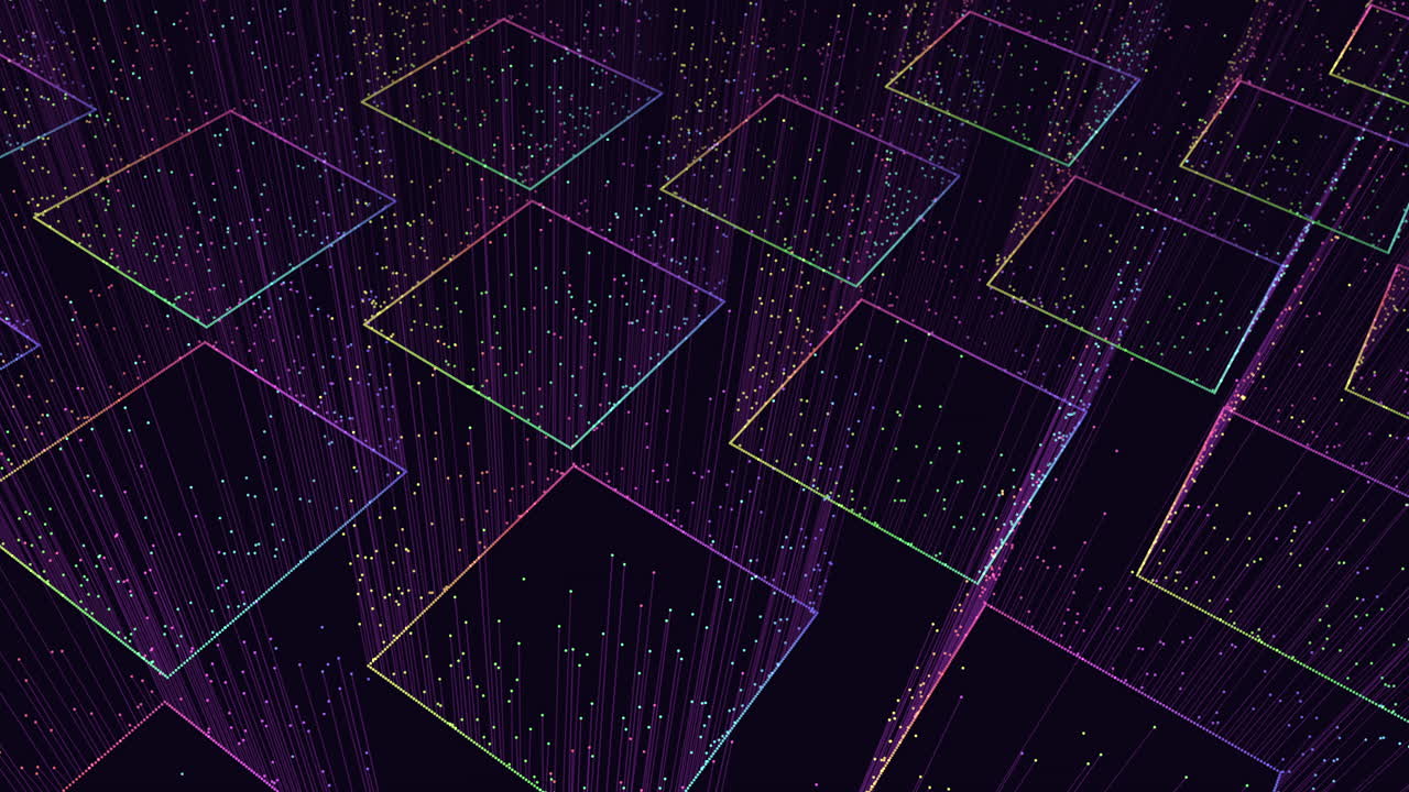 línea de colores vibrantes y patrón de puntos sobre fondo negro