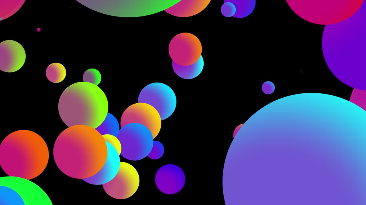4k loop seamless abstract background with beautiful multi-colored balls in 2d flat style smoothly move like paint bubbles in oil. Luma matte as alpha channel.