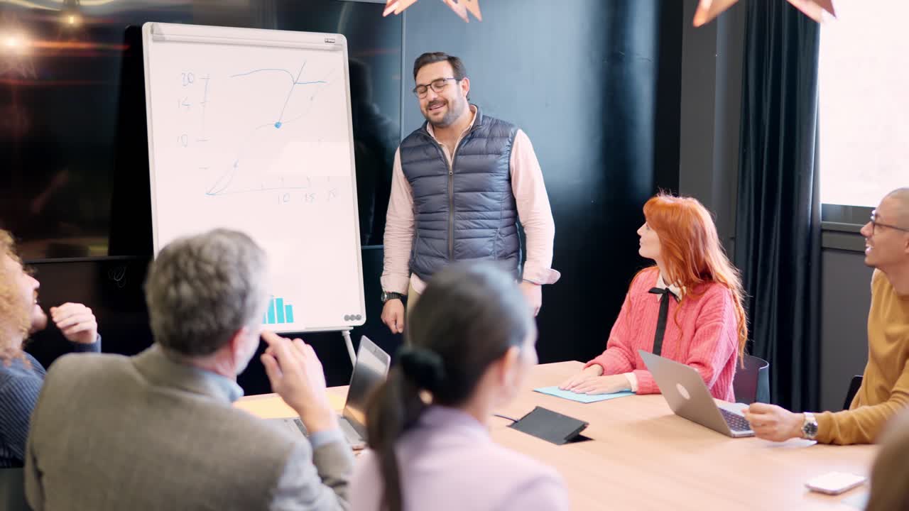 Questions and answers during a brainstorming meeting in a coworking
