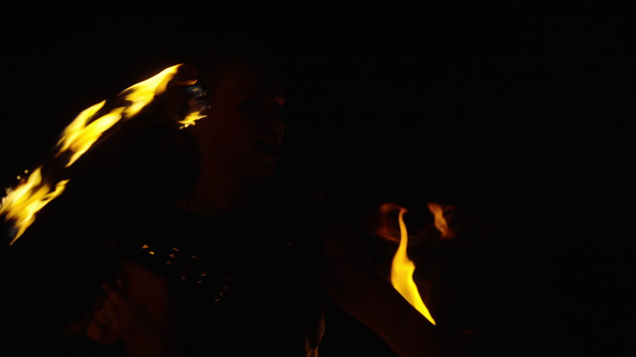 Fire Juggler Performance at Night