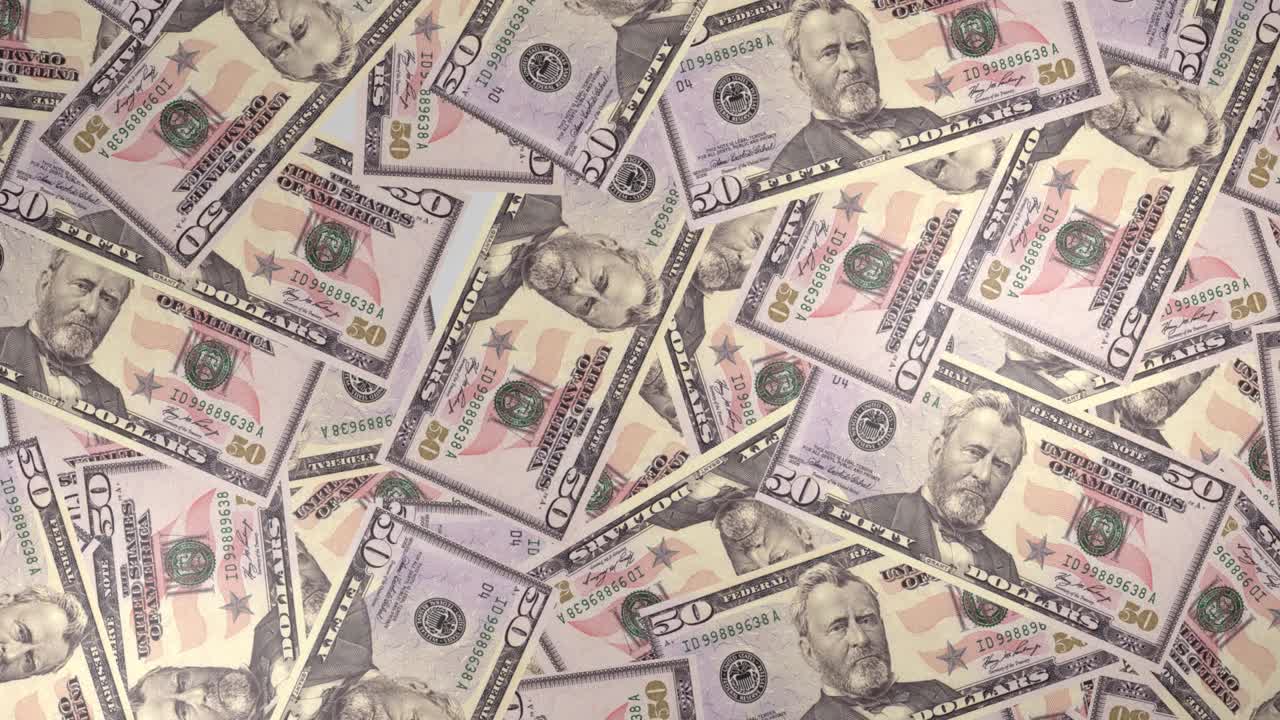 Sfondo di banconote da 50 dollari. Molte banconote.