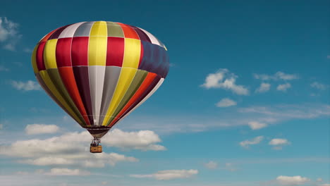 hot air balloon flying high in sky, colorful airship, travel, flight, transportation, aircraft, sky replacement effect