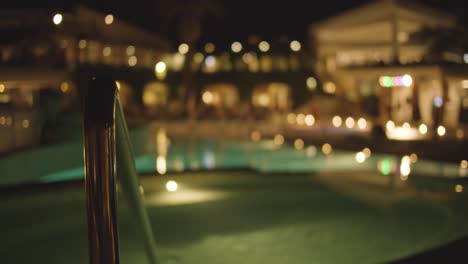 blurry hotel - resort pool area - evening - slow motion