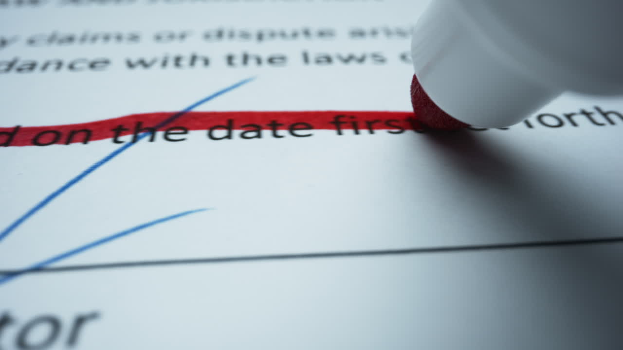 마커가 종이에 직선을 그리는 사람 마커로 문서를 편집하는 사람