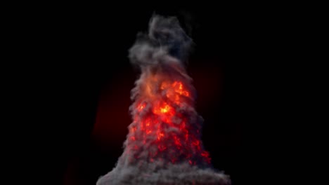 un tornado de fuego con humo negro crece y gira. animación con un canal alfa.