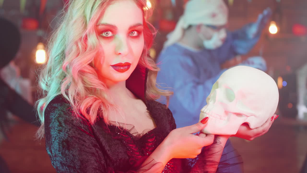 Halloween Party with Vampire and Doctor Costumes