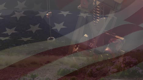 animation of pump jack over flag of usa