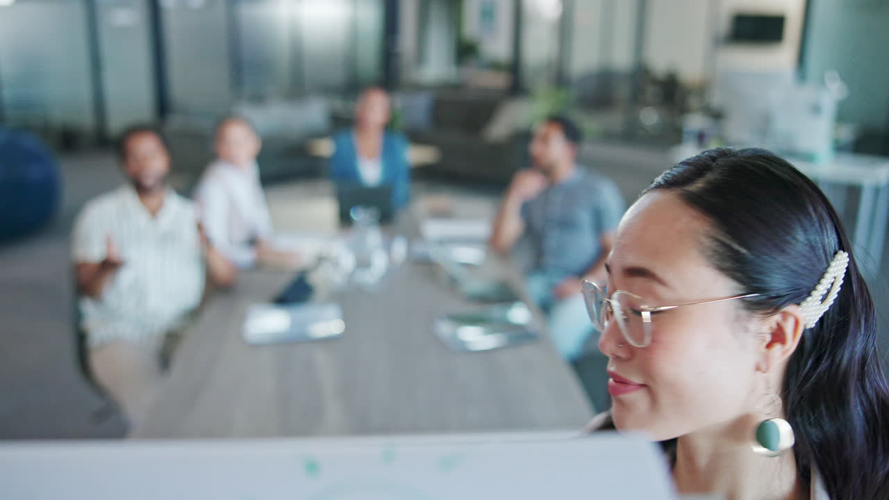 회의, 질문 및 비즈니스 아시아 여성