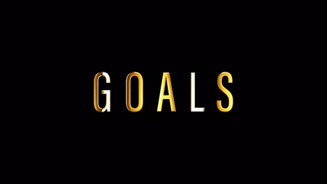 goals golden text banner loop animation isolated word using quicktime alpha channel prores 4444. 4k 3d rendering goals word isolate effect element for composition on your vdo.