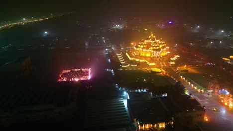 swaminarayan akshardham mandir en nueva delhi, vista desde el aire