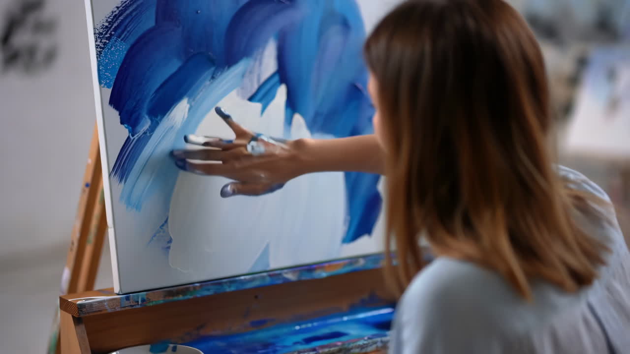Woman Painting Abstract Artwork