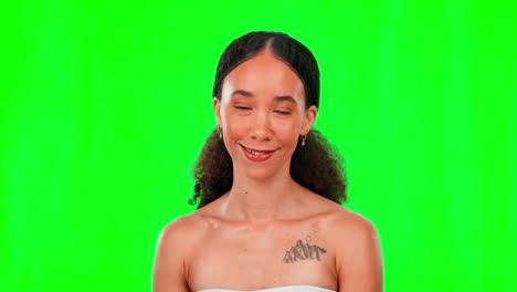Beauty,-natural-and-face-of-woman-on-green-screen