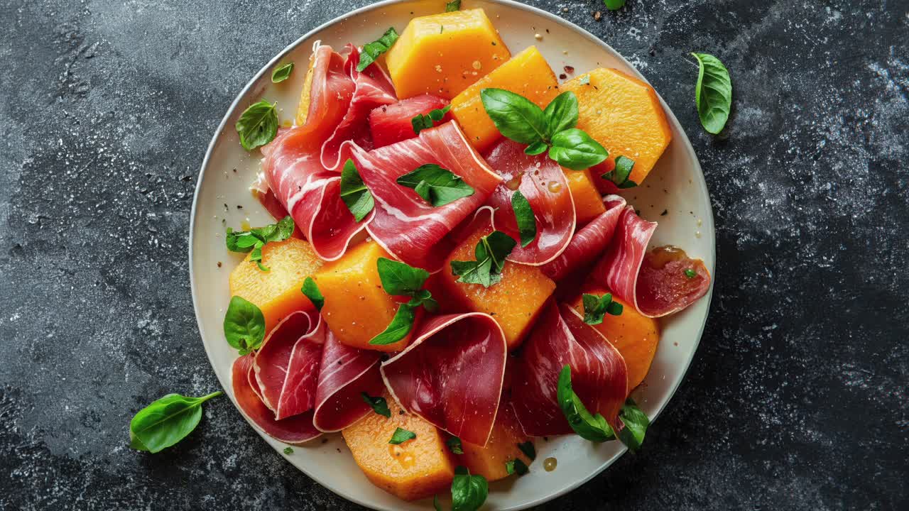 Prosciutto Melon Salad with Basil