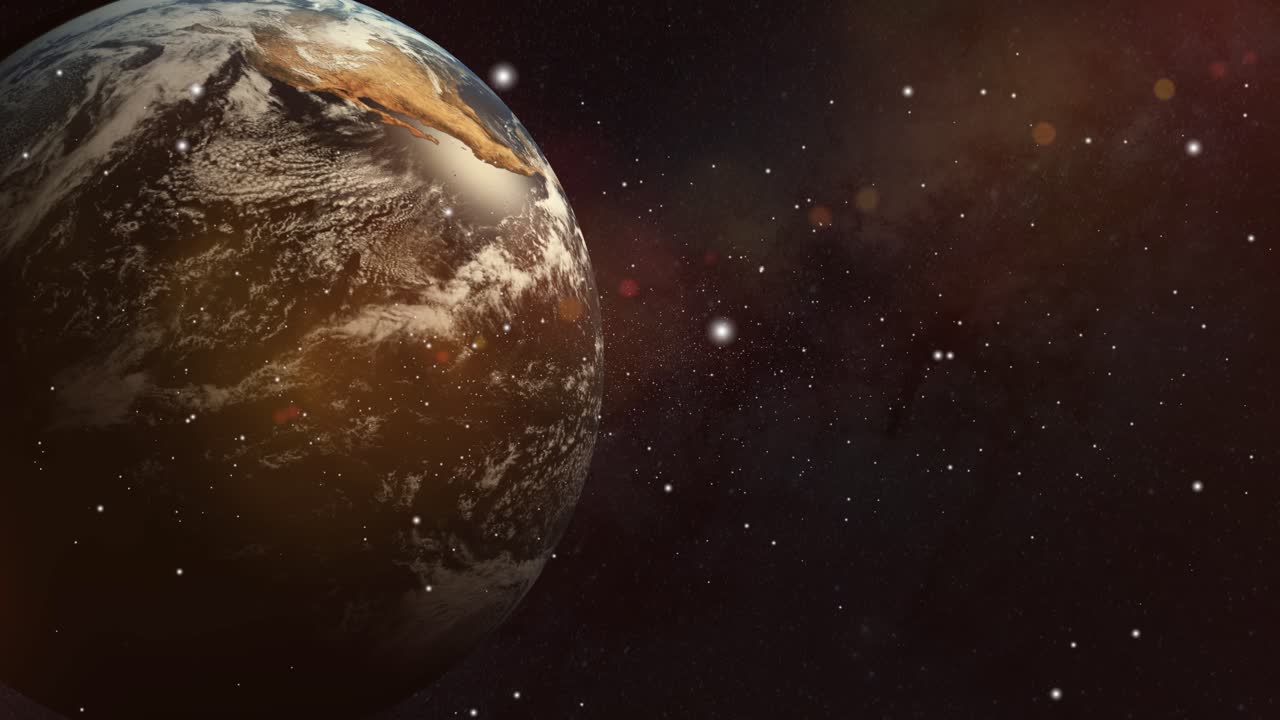 la tierra gira en el sistema solar del universo con la luz del sol