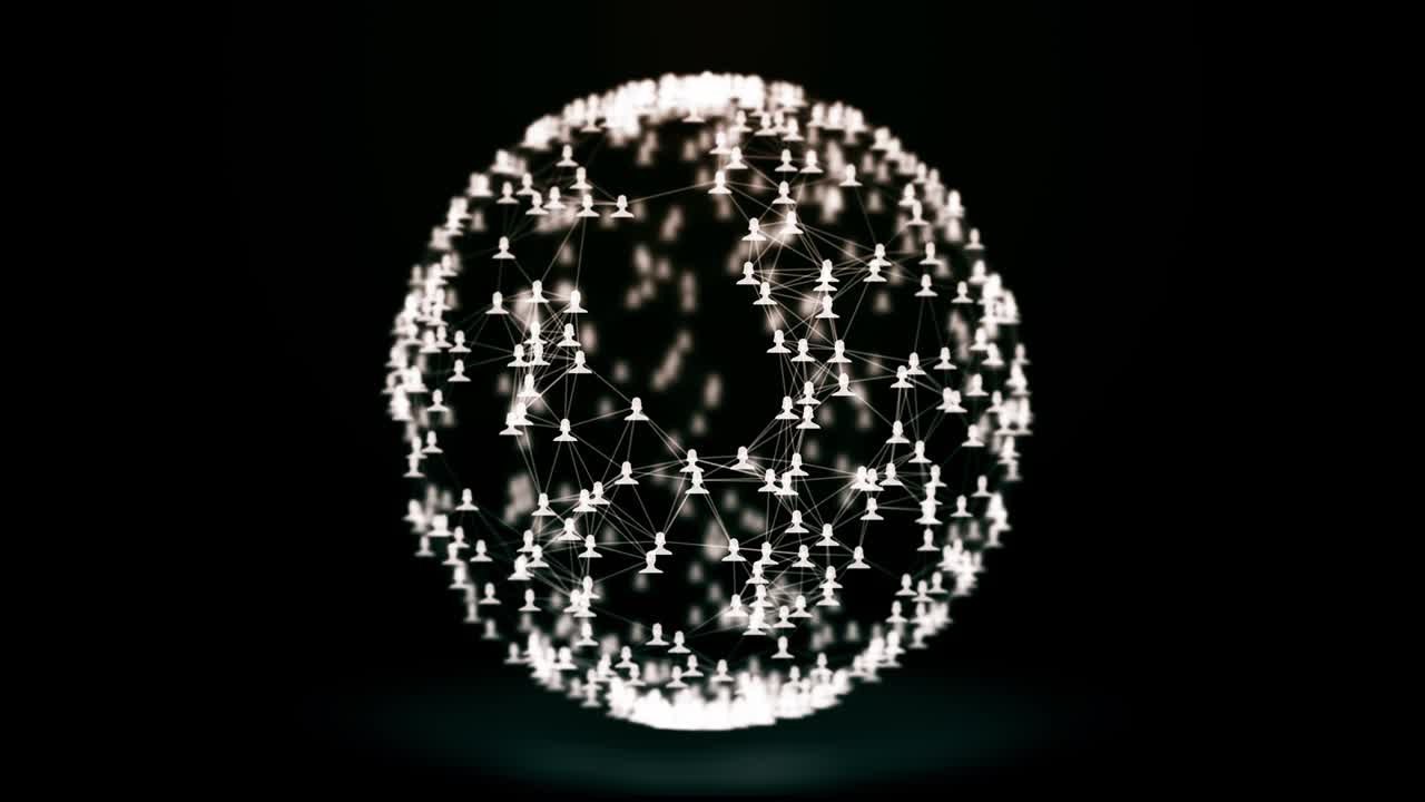 남성과 여성의 연결된 아바타, 커뮤니케이션, 비즈니스 관계, 소셜 미디어, 기술, 글로벌 빌리지, 커뮤니티 연결에 대한 네트워크의 일러스트레이션