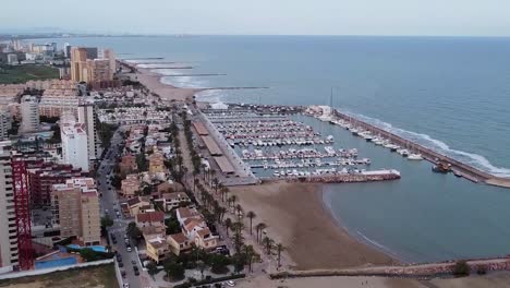 Aerial-view-of-the-marina-of-a-port-of-the-province-of-Valencia