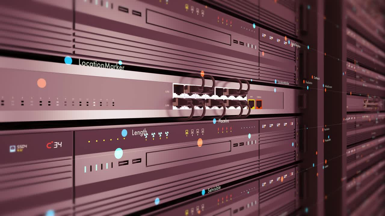 데이터 센터에서 현대적인 서버를 닫으십시오. 미래의 원활한 루프.