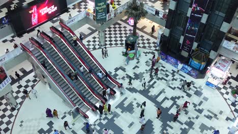 high angle view of a busy shopping mall