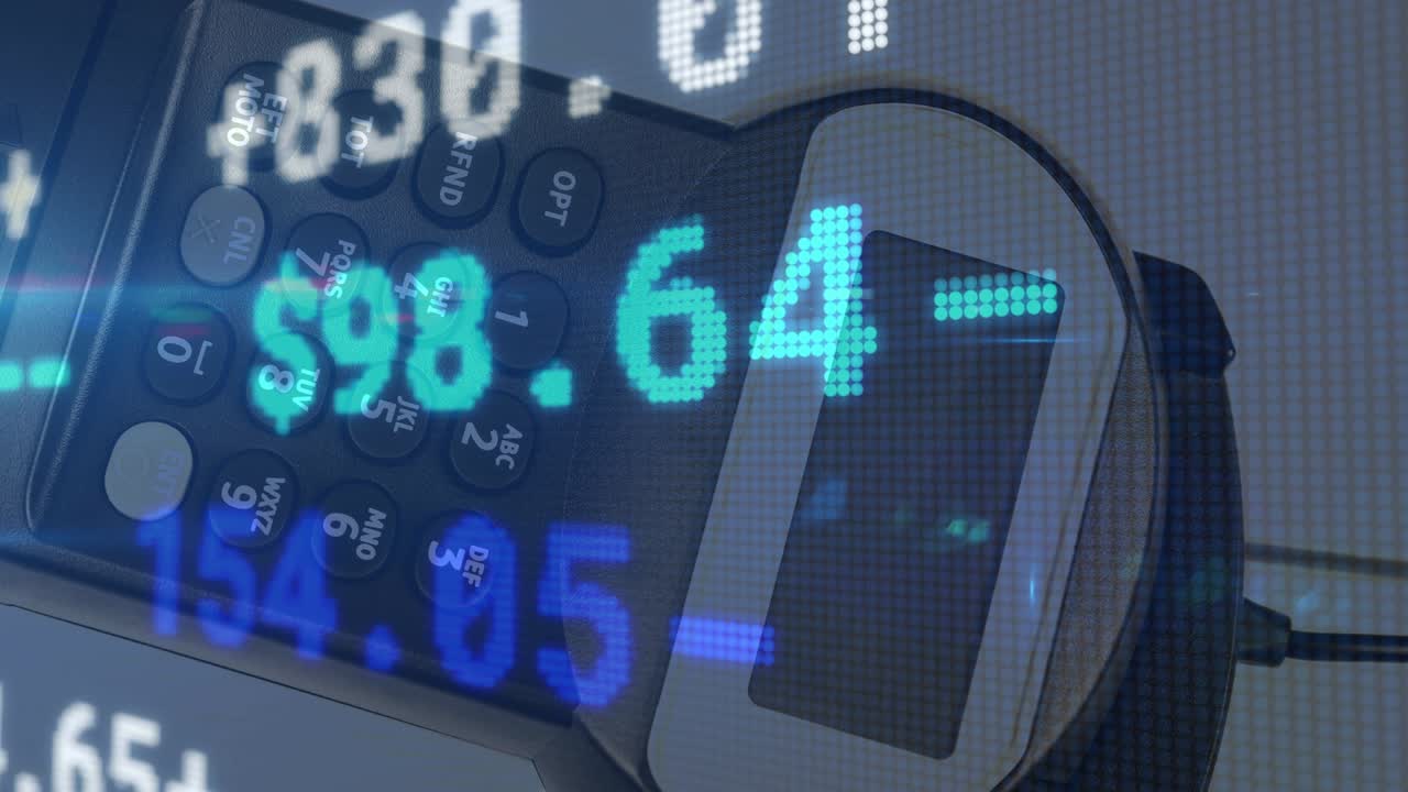 신용 카드 터미널을 통해 금융 데이터 처리의 애니메이션